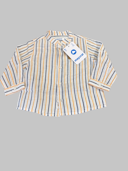 Camicia Bambino a Righe in Cotone con Collo alla Coreana - Mayoral